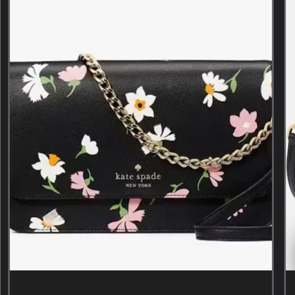 SOLD Kate Spade Madison Floral Waltz Small Flap Crossbody Black Multi KF477
